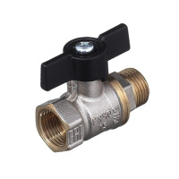 Кран шаровой латунный БАЗ Standart 11Б27п1 DN 15 PN 40 никелированный муфта-штуцер бабочка