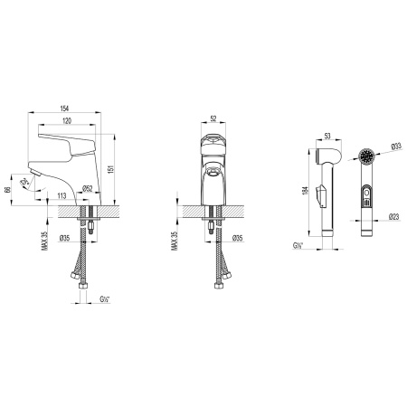 Смеситель Lemark Luna LM4116C для раковины с гигиеническим душем