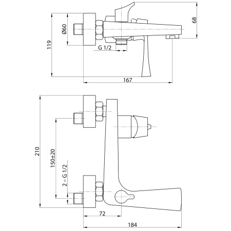 Смеситель Rossinka RS34-31 для ванны