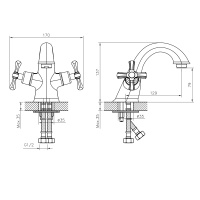 Смеситель Decoroom DR52011 двуручный для умывальника монолитный