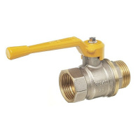 Кран шаровой латунный БАЗ Standart 11Б27п1 DN32 PN40 никелированный газовый рычаг муфта-штуцер