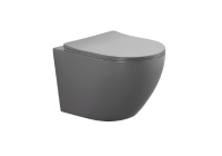 Унитаз подвесной безободковый Aquatek ЕВРОПА 525*360*320 с сиденьем Soft Close серый матовый